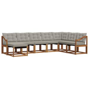 vidaXL Outdoor-Sofagarnitur 8 stk. 8-Sitzer Natur und Hellgrau