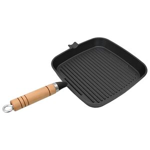 vidaXL Grillpfanne mit Holzgriff Gusseisen 20 x 20 cm