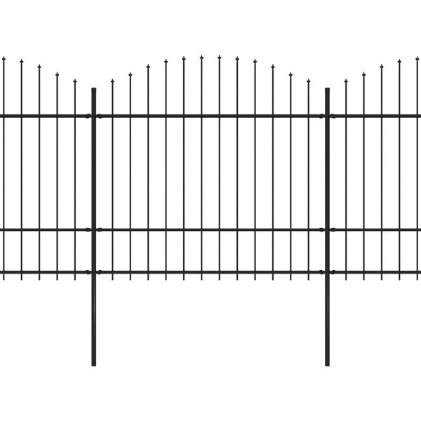 vidaXL Gartenzaun mit Speerspitze Stahl 714,5 x 175 cm Schwarz