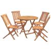 vidaXL 5-teiliges klappbares Garten-Bistro-Set Natur Massivholz Teak