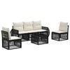 vidaXL Gartensofa-set 6 stk. Schwarz und Cremewei&szlig; Poly-Rattan