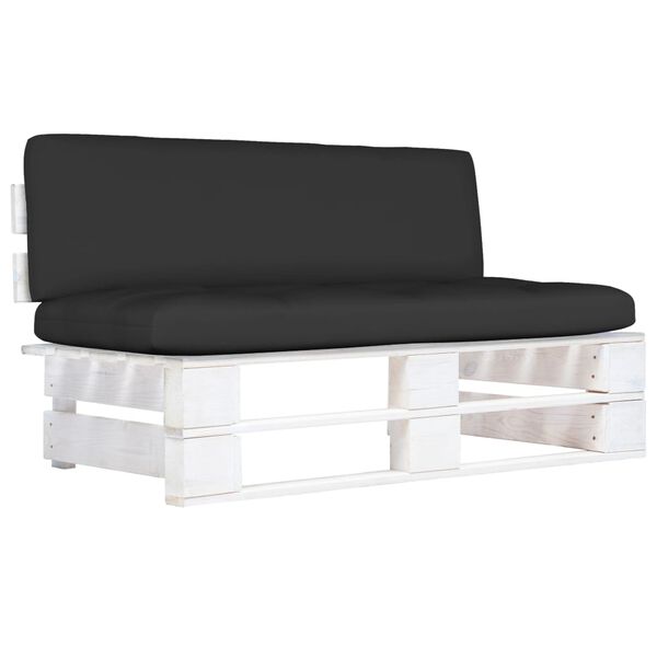 vidaXL Outdoor-Mittelsofa Paletten Kiefernholz Impr&auml;gniert Wei&szlig;