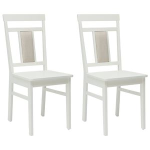 vidaXL Esszimmerstuhl 2 pcs Wei&szlig; Massives Gummiholz