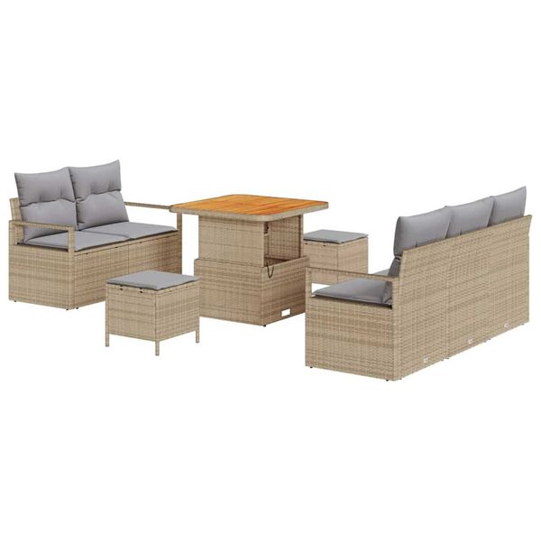 vidaXL Garten-Sofa-Set mit Kissen mit Kissen 8 pcs Beige und Hellgrau
