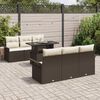 vidaXL Garten-Sofa-Set mit Kissen mit Speicher 7 pcs Braun Poly Rattan