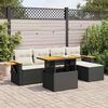 vidaXL 6-tlg. Garten-Sofagarnitur mit Kissen Schwarz Poly Rattan