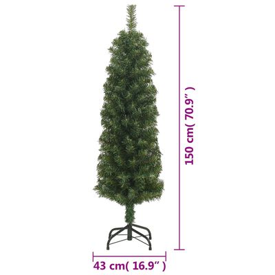 vidaXL Künstlicher Weihnachtsbaum Schlank mit Ständer Grün 150 cm PVC