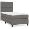 vidaXL Boxspringbett mit Matratze Grau 100x200 cm Kunstleder