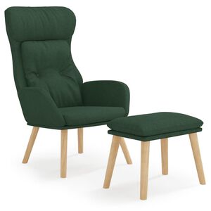 vidaXL Relaxsessel mit Hocker Dunkelgr&uuml;n Stoff
