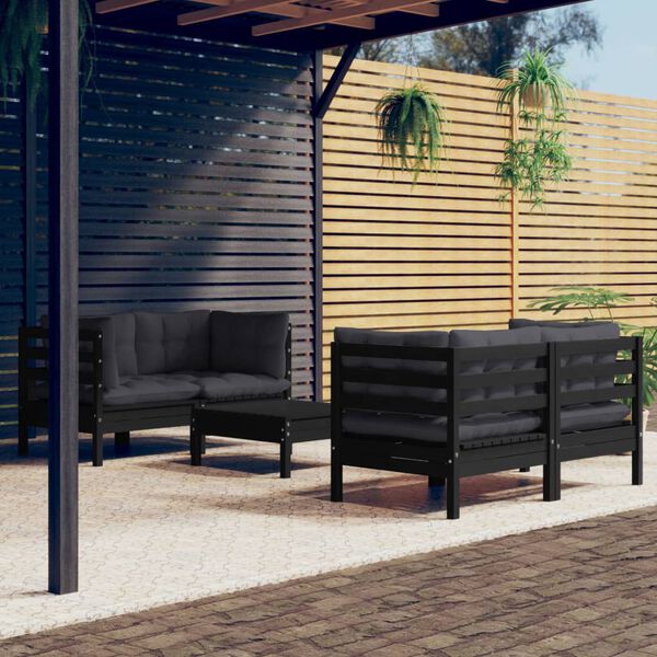 vidaXL 5-tlg. Garten-Lounge-Set mit Anthrazit Kissen Kiefernholz