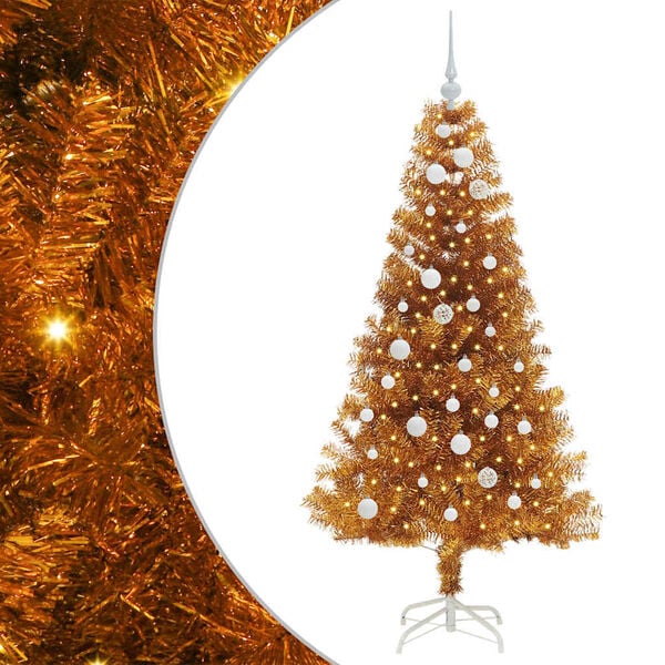 vidaXL Weihnachtsbaum mit 150 LEDs mit Ständer Gold 150 cm Haustier