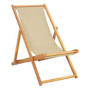 vidaXL Liegestuhl Beige Massivholz Teak