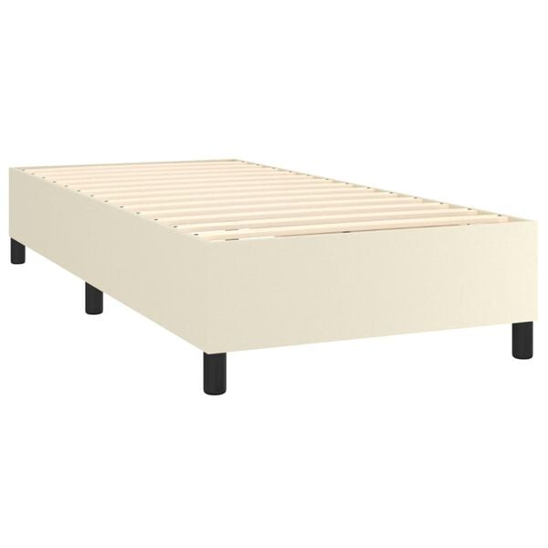 vidaXL Boxspringbett mit Matratze Creme 100x200 cm Kunstleder