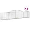 vidaXL Gabionen mit Hochbogen 8 Stk. 300x30x60/80 cm Verzinktes Eisen