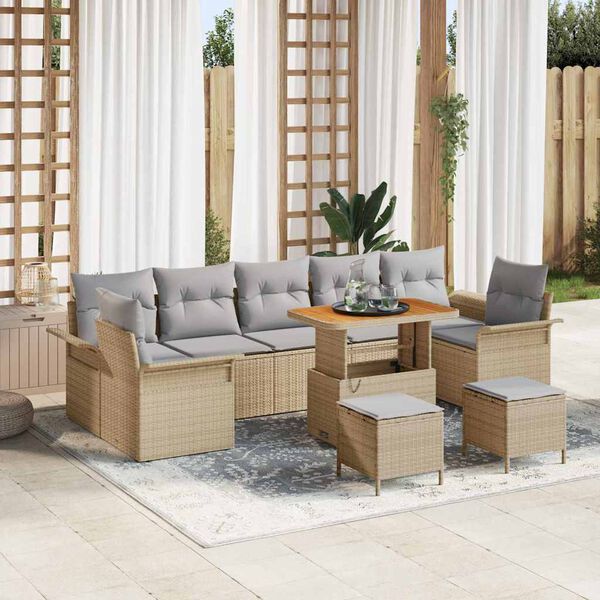 vidaXL Garten-Sofa-Set 10 pcs Beige Poly-Rattan