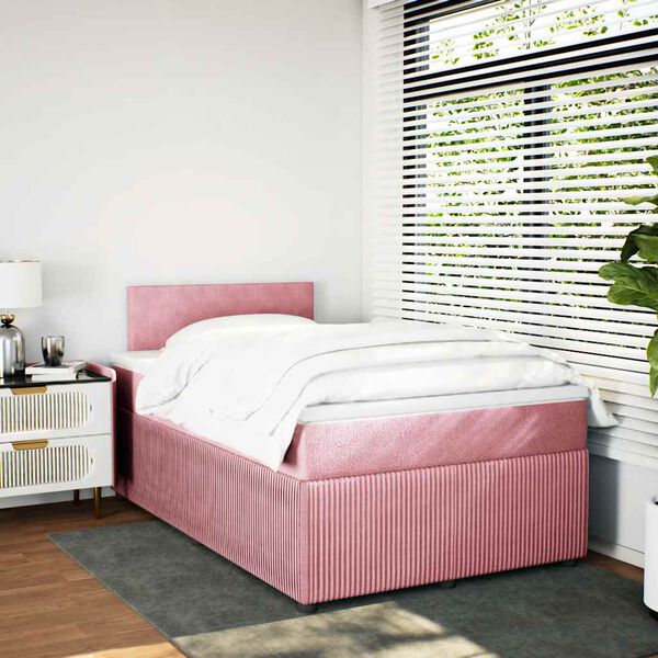 vidaXL Boxspringbett mit Matratze Rosa 120x200 cm Samt