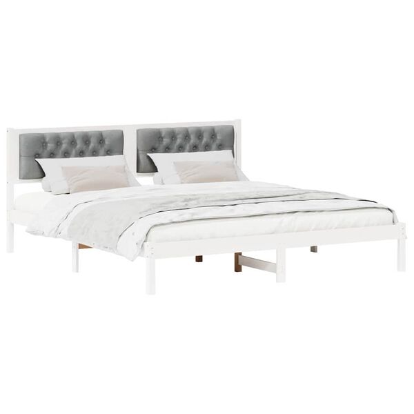 vidaXL Bettrahmen Hellgrau 160 x 200 cm Massives Kiefernholz