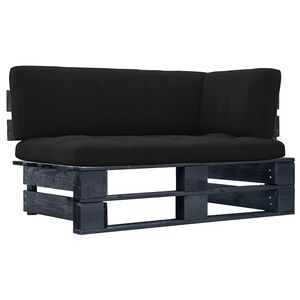 vidaXL Garten-Ecksofa aus Paletten Schwarz Impr&auml;gniertes Kiefernholz