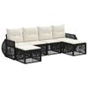 vidaXL Gartensofa-set 6 Stk. Schwarz und Cremewei&szlig; Poly-Rattan