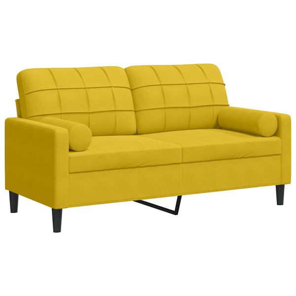 vidaXL 2-Sitzer-Sofa mit Zierkissen Gelb 140 cm Samt