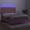 vidaXL Boxspringbett mit Matratze & LED Rosa 140x190 cm Samt