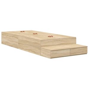 vidaXL Aufbewahrungsbettgestell Sonoma-Eiche 80 cm Holzwerkstoff