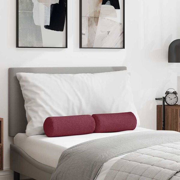 vidaXL Bolsterkissen 2 Stück Weinrot Ø 15 x 40 cm Stoff