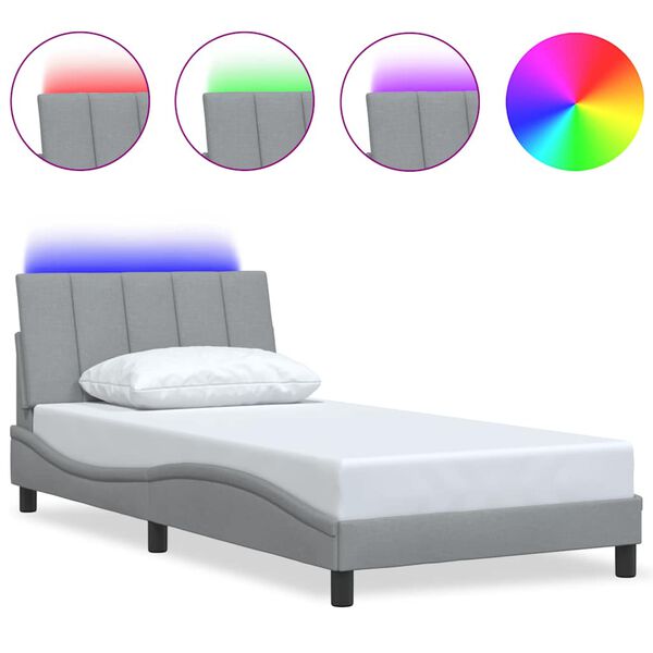 vidaXL Bettgestell ohne Matratze "Hanko" Hellgrau 100x200 cm Stoff