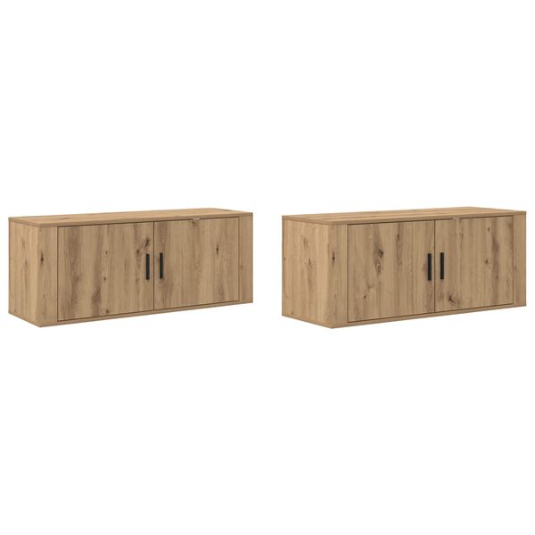 vidaXL Wand-TV-Schrank Set 2 pcs Artisan-Eiche 100 x 34,5 x 40 cm