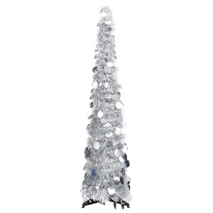 vidaXL K&uuml;nstlicher Pop-Up-Weihnachtsbaum Silber 120 cm PET
