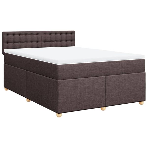vidaXL Boxspringbett mit Matratze Dunkelbraun 140x190 cm Stoff