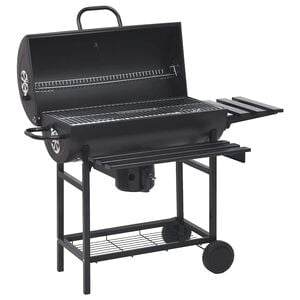 vidaXL Grillwagen mit R&auml;dern und Ablagen Schwarz Stahl 115x85x95 cm
