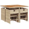 vidaXL 9-tlg. Garten-Essgruppe mit Kissen Beige Poly Rattan