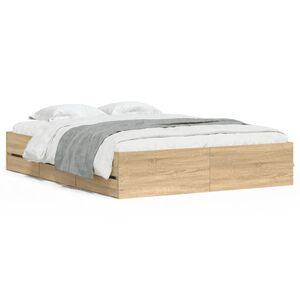 vidaXL Bettgestell mit Schubladen Sonoma-Eiche 140x190cm Holzwerkstoff