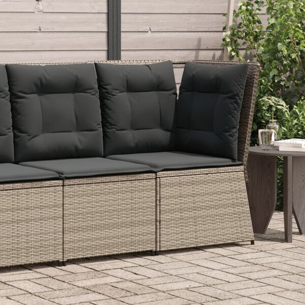 vidaXL Garten-Ecksofa mit Kissen Grau Poly Rattan