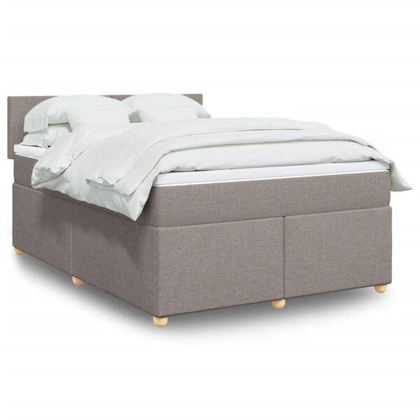 vidaXL Boxspringbett mit Matratze Taupe 140x200 cm Stoff