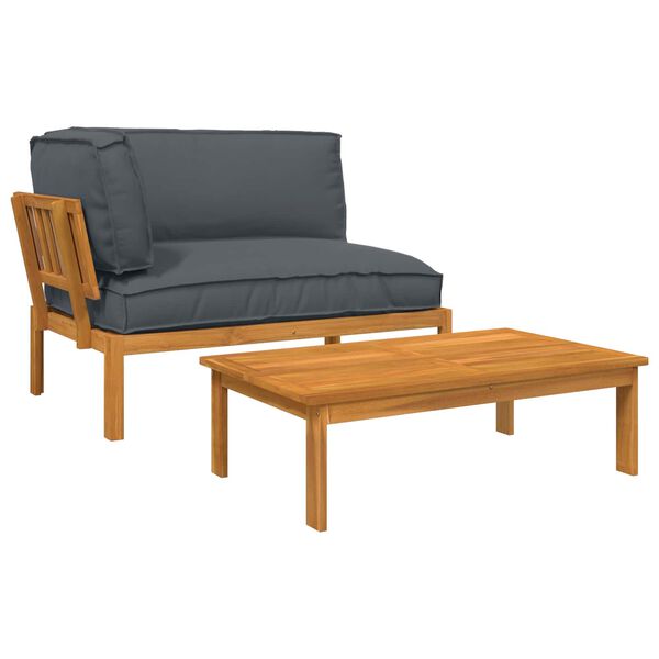 vidaXL Sofa Set mit Kissen Uni 2 pcs Anthrazit Massivholz Akazie