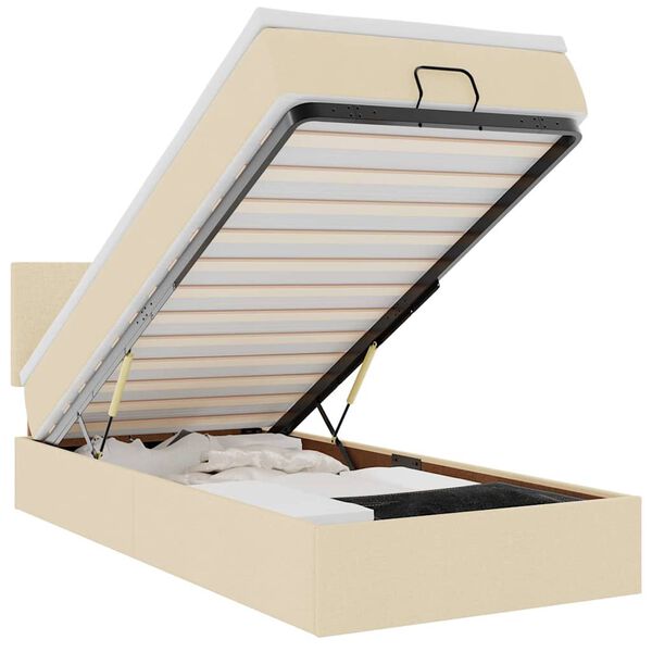 vidaXL Ottoman-Bett mit Matratze Creme 100x200 cm Stoff