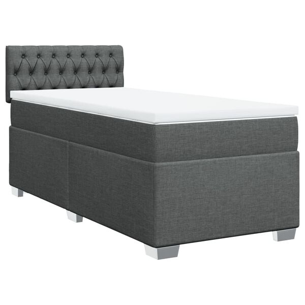 vidaXL Boxspringbett mit Matratze Dunkelgrau 90x190 cm Stoff