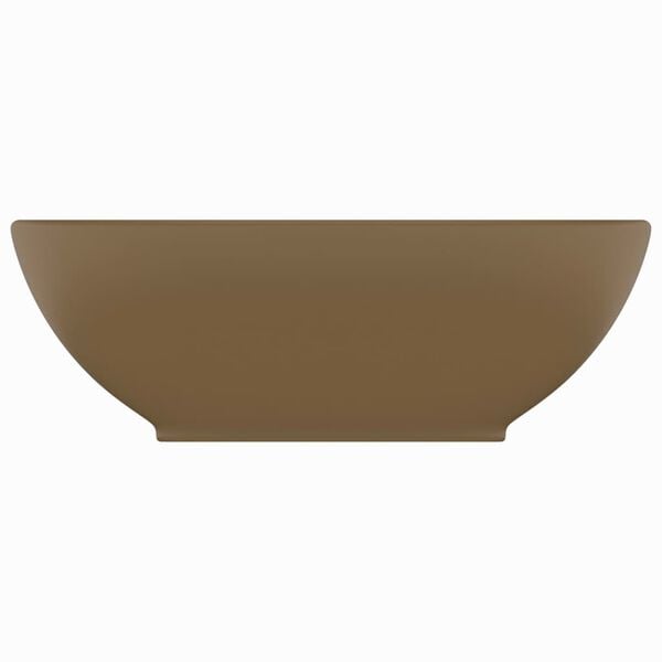 vidaXL Luxuri&ouml;ses Ovales Waschbecken Matt Creme 40x33 cm Keramik