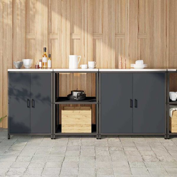 vidaXL Aufbewahrungsset f&uuml;r die K&uuml;che mit Regal 3 pcs Anthrazit