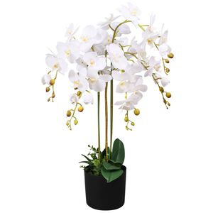 vidaXL K&uuml;nstliche Orchidee mit Topf 75 cm Wei&szlig;