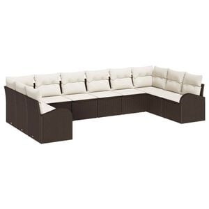 vidaXL Sofa Set mit Kissen 10 pcs Braun Polyrattan