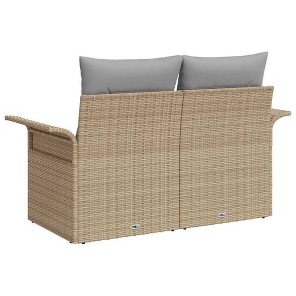 vidaXL Gartensofa mit Kissen Beige 141 x 62 x 69cm Poly-Rattan