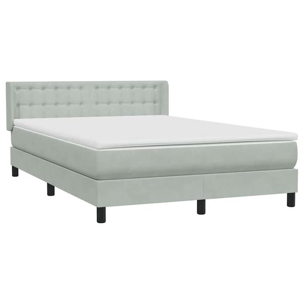 vidaXL Boxspringbett mit Matratze Hellgrau 160x220 cm Samt