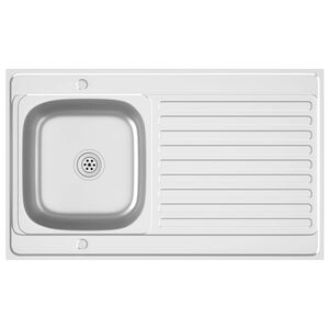 vidaXL Sp&uuml;le mit Abtropffl&auml;che Set Silbern 1000x600x155 mm Edelstahl