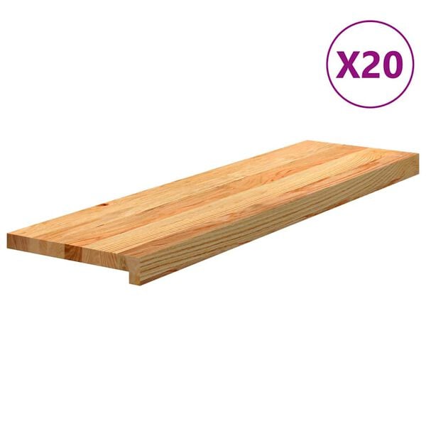 vidaXL Treppenstufen 20 Stk. Hellbraun 90x30x2 cm Massivholz Eiche