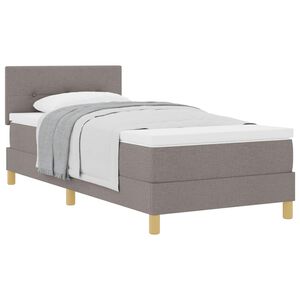 vidaXL Boxspringbett mit Kissen mit Kopfteil Taupe 90 x 190 cm Stoff
