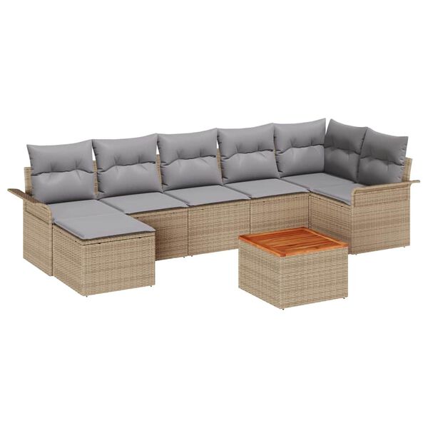 vidaXL Gartensofa-set mit Kissen 8 pcs Beige Poly-Rattan