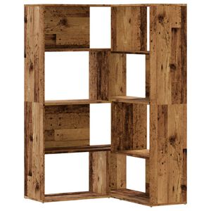 vidaXL Eck-B&uuml;cherregal 4 Etagen Antikholz 85x85x140 cm Holzwerkstoff